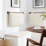 Lodge Wall-Mounted Chenille Upholstered Twin Headboard in Cream Walnut