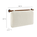Lodge Wall-Mounted Chenille Upholstered Twin Headboard in Cream Walnut