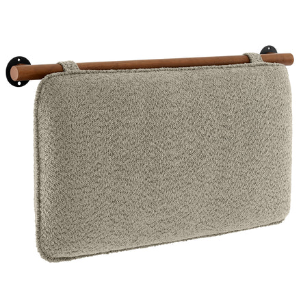 Anela Wall-Mounted Chenille Upholstered Twin Headboard in Oat Walnut