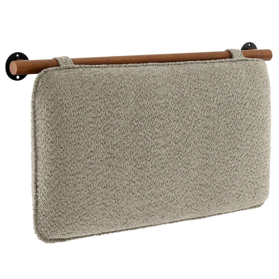 Lodge Wall-Mounted Chenille Upholstered Twin Headboard in Oat Walnut