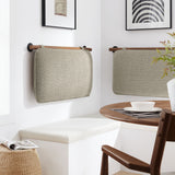Lodge Wall-Mounted Chenille Upholstered Twin Headboard in Oat Walnut