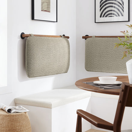 Anela Wall-Mounted Chenille Upholstered Twin Headboard in Oat Walnut