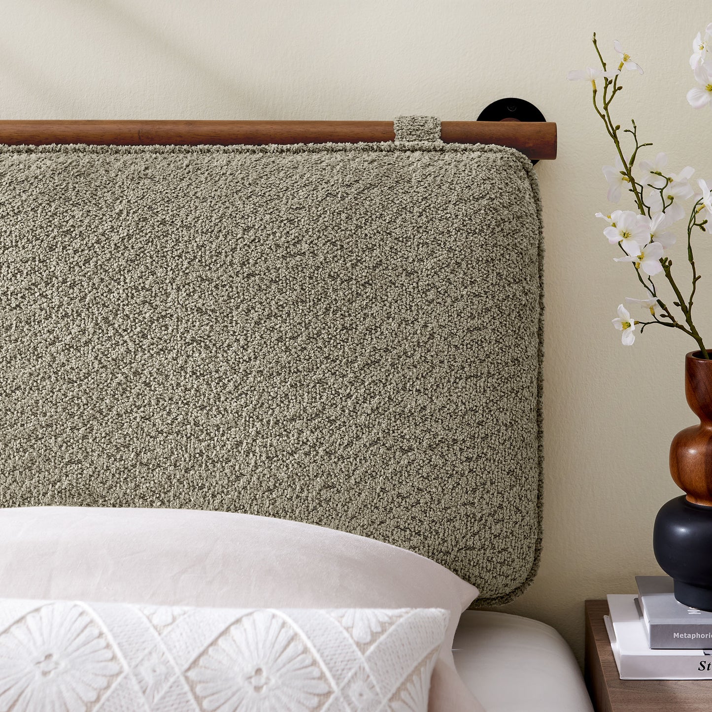Anela Wall-Mounted Chenille Upholstered Twin Headboard by Furniture For America