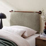 Lodge Wall-Mounted Chenille Upholstered Twin Headboard in Oat Walnut