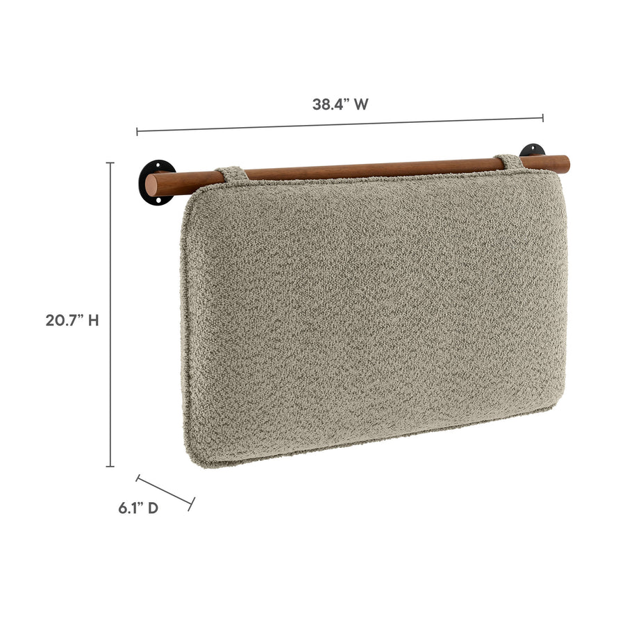 Lodge Wall-Mounted Chenille Upholstered Twin Headboard in Oat Walnut