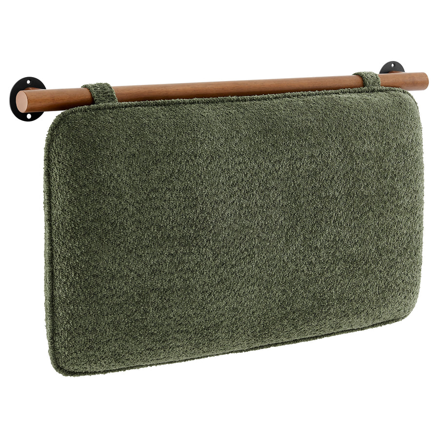 Lodge Wall-Mounted Chenille Upholstered Twin Headboard in Sage Walnut