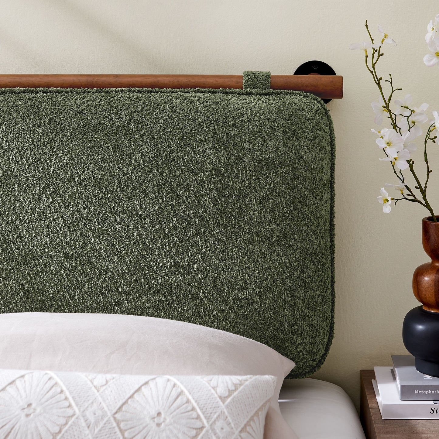 Anela Wall-Mounted Chenille Upholstered Twin Headboard by Furniture For America