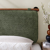 Lodge Wall-Mounted Chenille Upholstered Twin Headboard in Sage Walnut