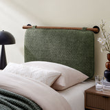 Lodge Wall-Mounted Chenille Upholstered Twin Headboard in Sage Walnut