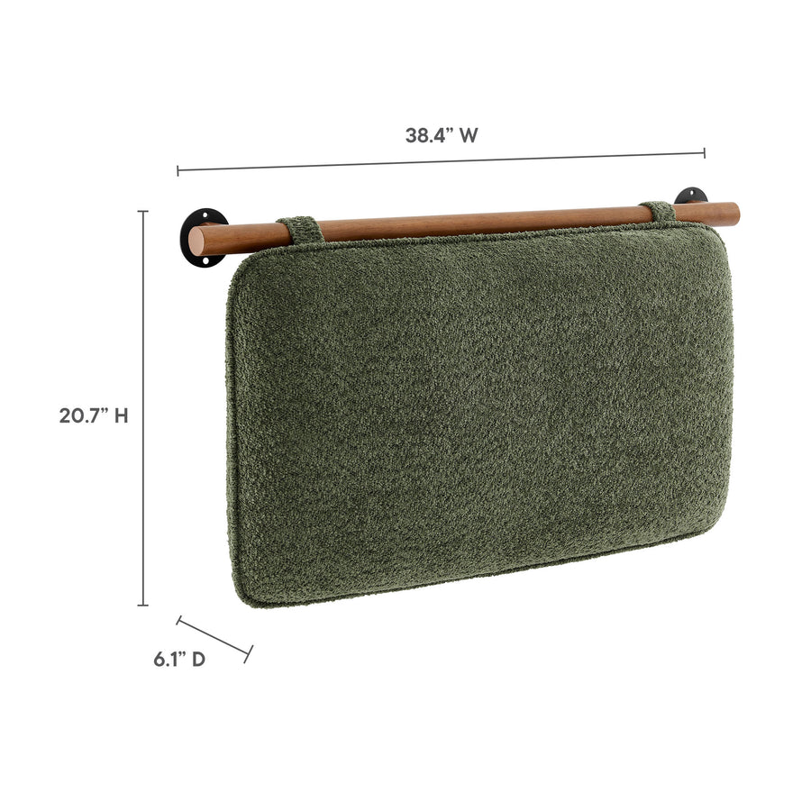 Lodge Wall-Mounted Chenille Upholstered Twin Headboard in Sage Walnut