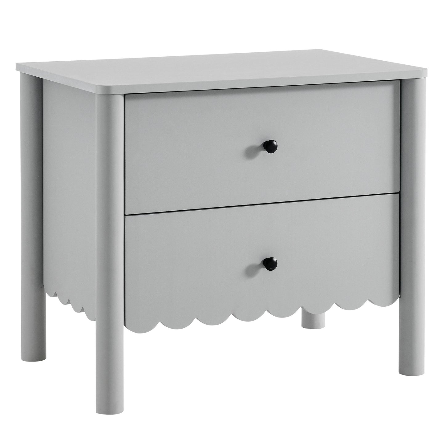 Emmeline Scalloped 2-Drawer Nightstand by Furniture For America