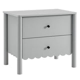 Solstice Scalloped 2-Drawer Nightstand in Light Gray