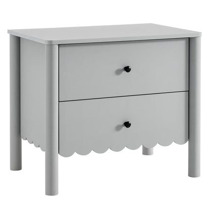 Emmeline Scalloped 2-Drawer Nightstand by Furniture For America