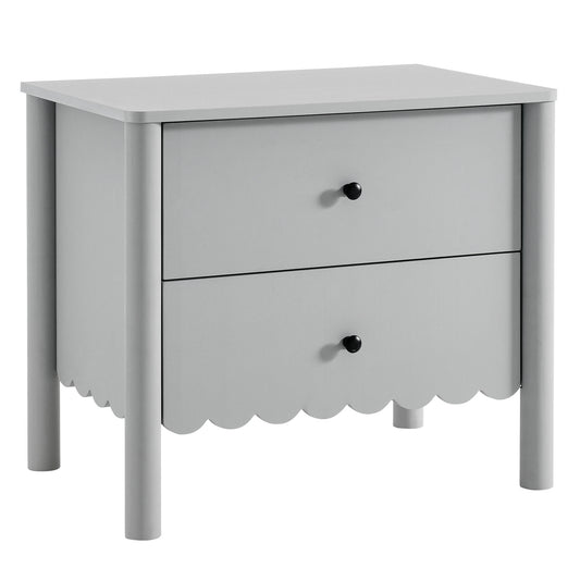 Emmeline Scalloped 2-Drawer Nightstand by Furniture For America