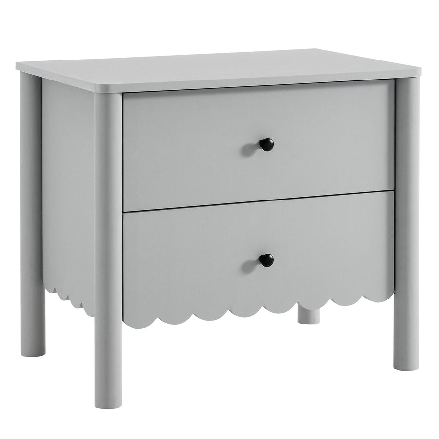 Solstice Scalloped 2-Drawer Nightstand in Light Gray