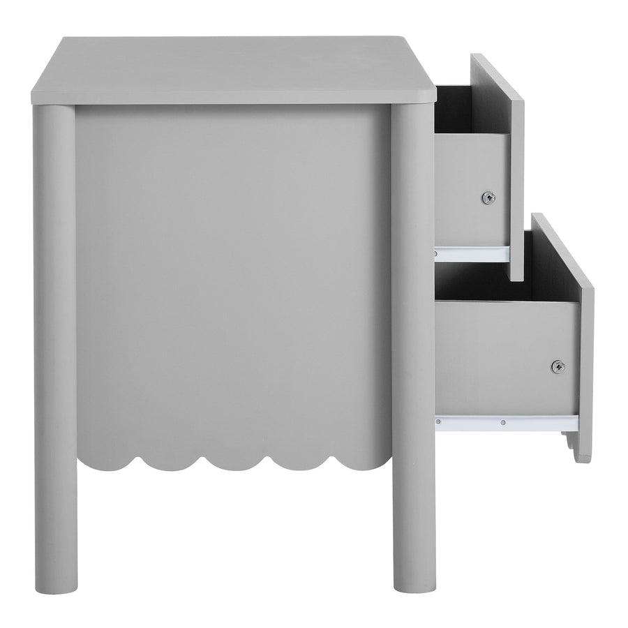 Solstice Scalloped 2-Drawer Nightstand in Light Gray