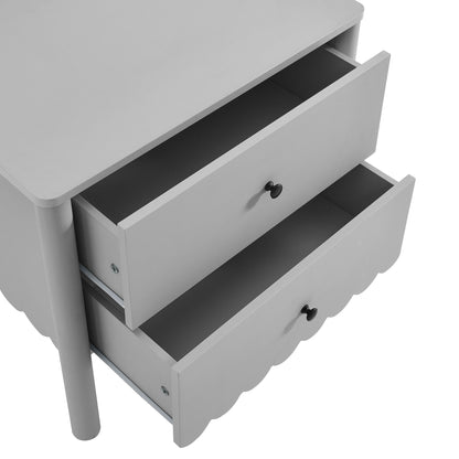 Emmeline Scalloped 2-Drawer Nightstand by Furniture For America