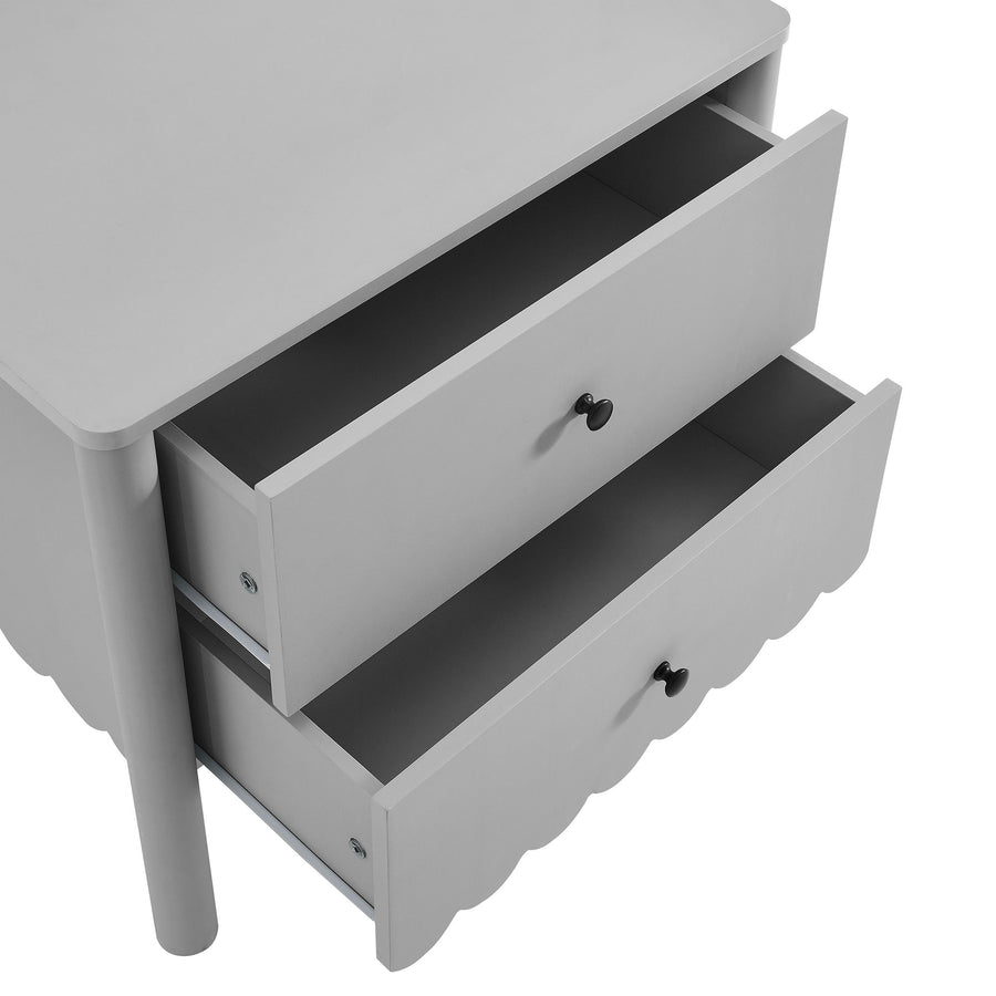Solstice Scalloped 2-Drawer Nightstand in Light Gray