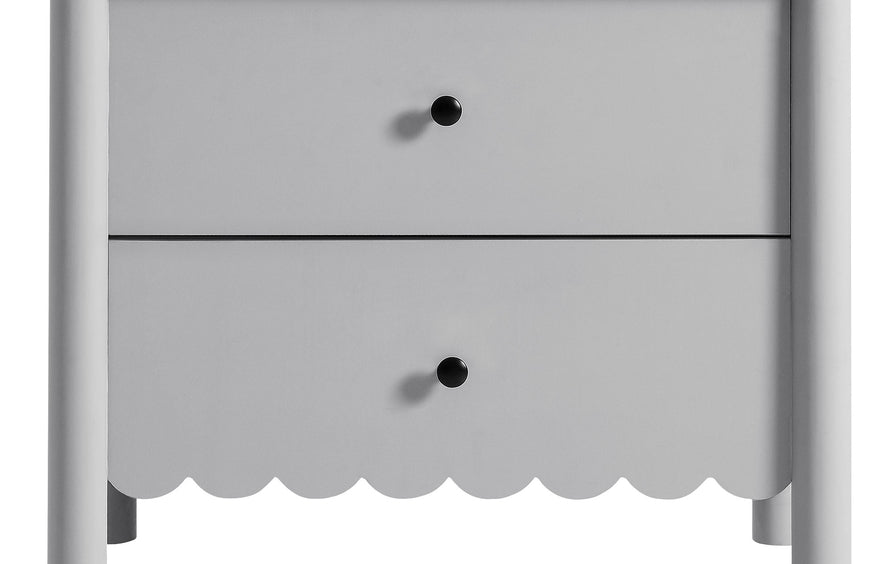 Solstice Scalloped 2-Drawer Nightstand in Light Gray