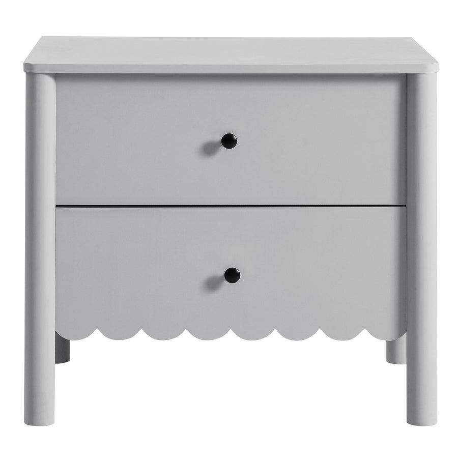 Solstice Scalloped 2-Drawer Nightstand in Light Gray