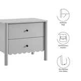 Solstice Scalloped 2-Drawer Nightstand in Light Gray