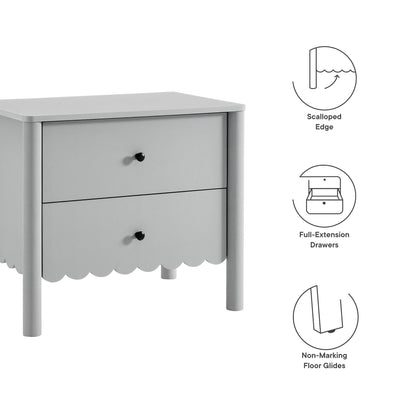 Emmeline Scalloped 2-Drawer Nightstand by Furniture For America