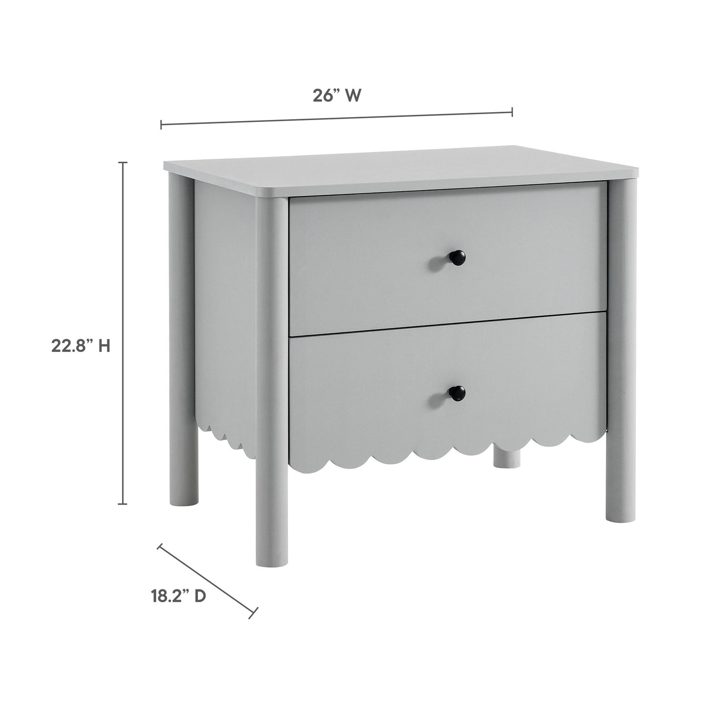 Emmeline Scalloped 2-Drawer Nightstand by Furniture For America