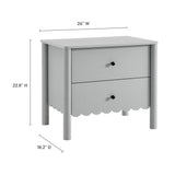 Solstice Scalloped 2-Drawer Nightstand in Light Gray