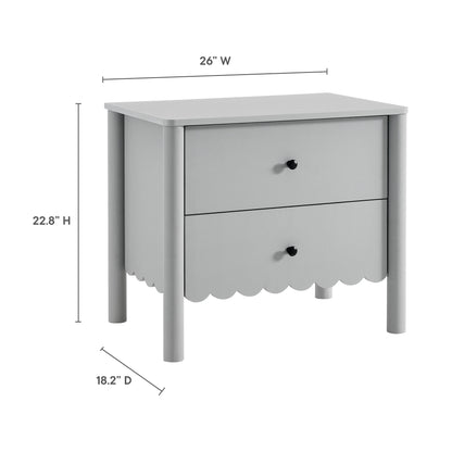 Emmeline Scalloped 2-Drawer Nightstand by Furniture For America