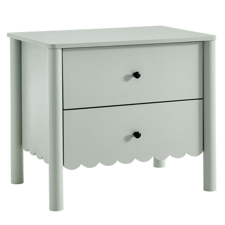 Solstice Scalloped 2-Drawer Nightstand in Sage