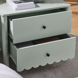 Solstice Scalloped 2-Drawer Nightstand in Sage
