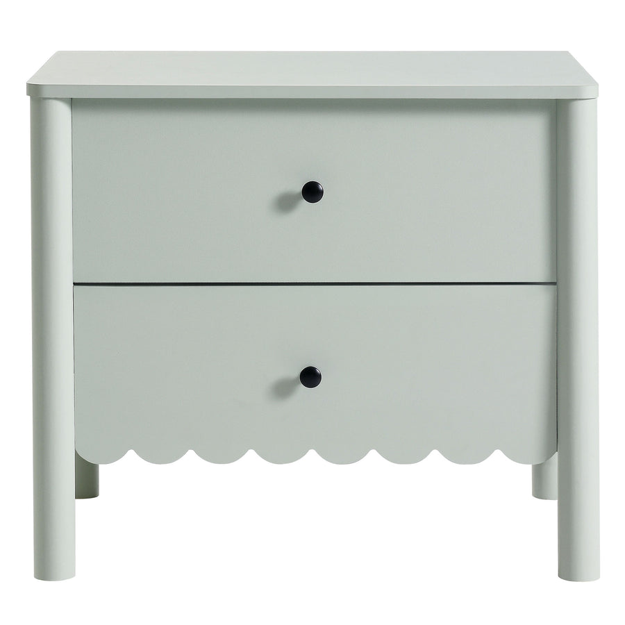 Solstice Scalloped 2-Drawer Nightstand in Sage