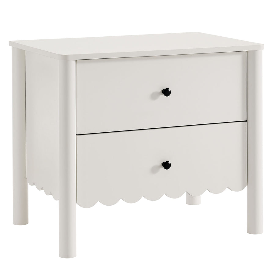 Solstice Scalloped 2-Drawer Nightstand in White