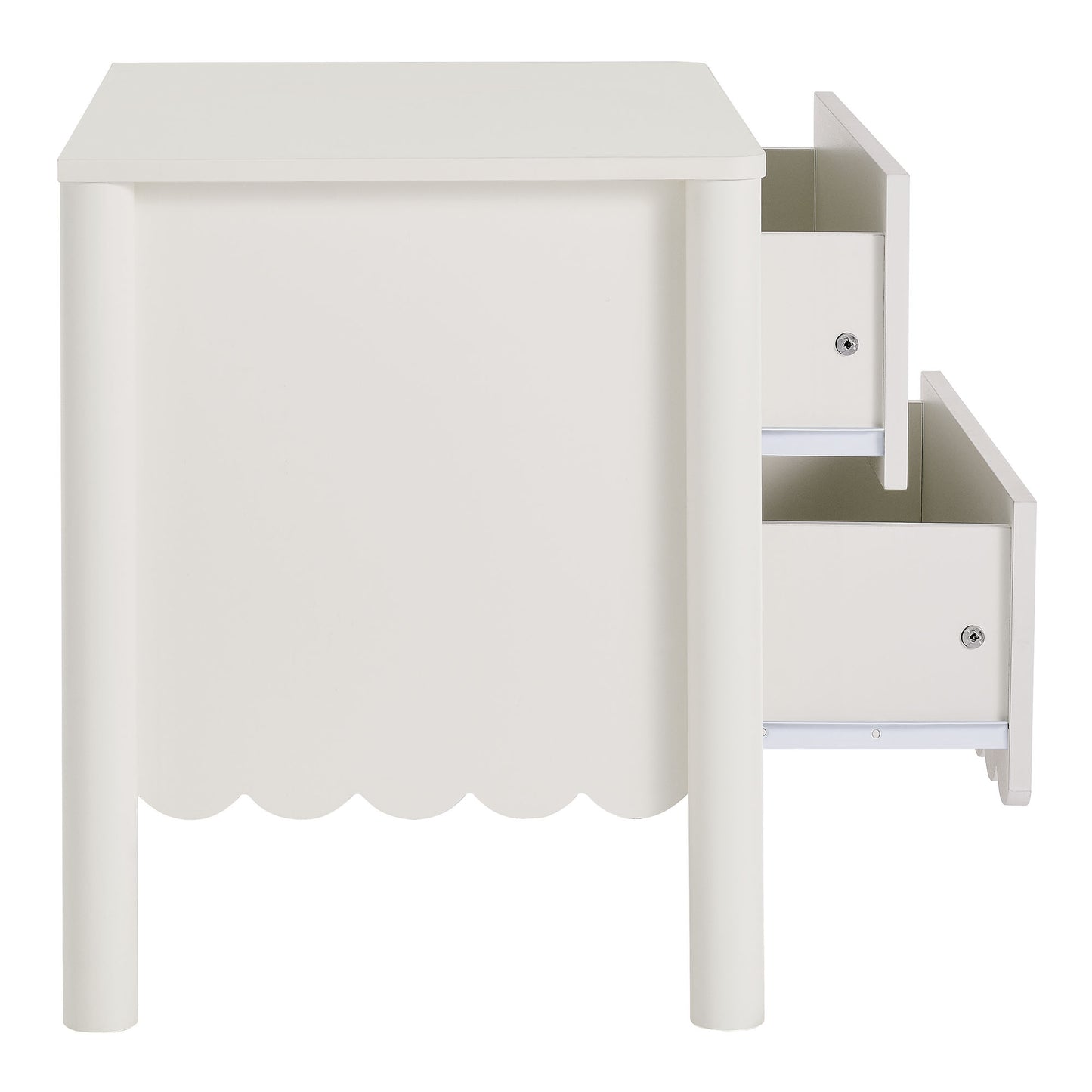 Emmeline Scalloped 2-Drawer Nightstand by Furniture For America