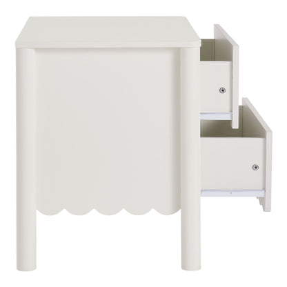 Emmeline Scalloped 2-Drawer Nightstand by Furniture For America