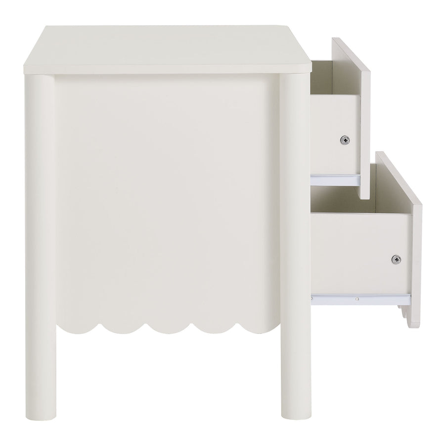 Solstice Scalloped 2-Drawer Nightstand in White