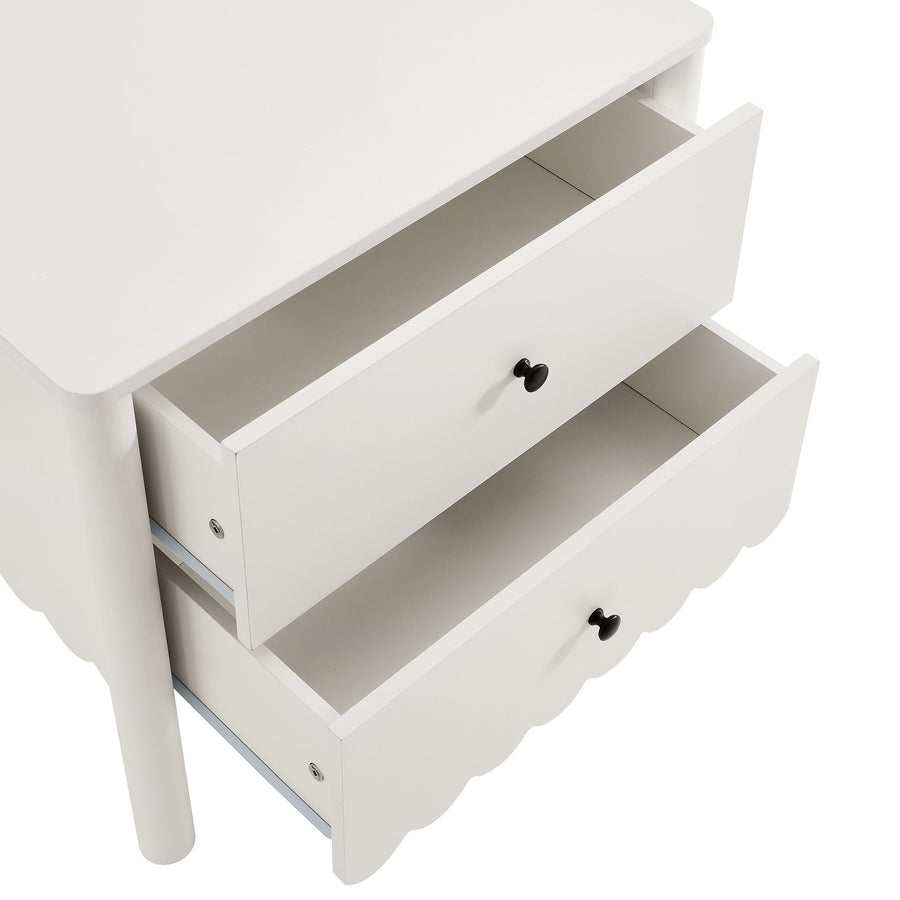Solstice Scalloped 2-Drawer Nightstand in White