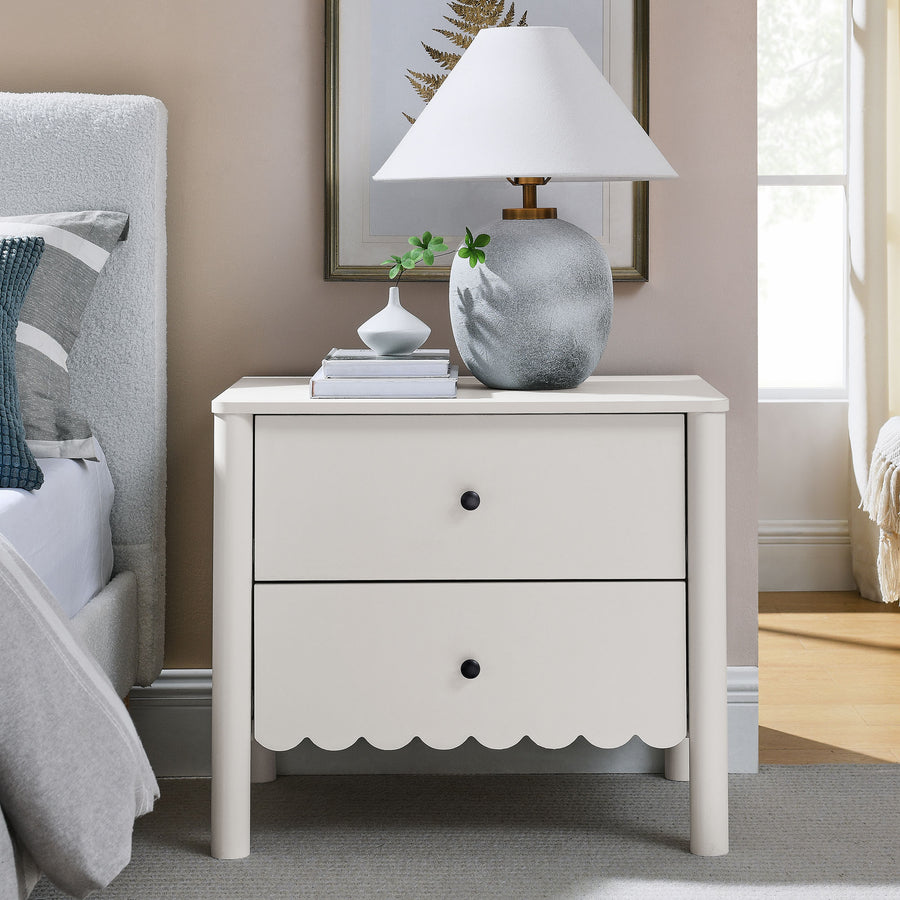 Solstice Scalloped 2-Drawer Nightstand in White