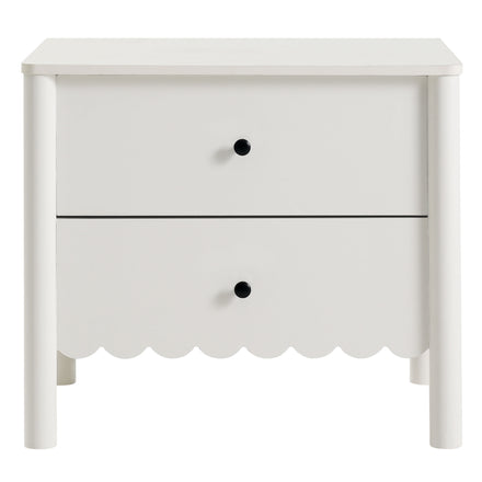 Emmeline Scalloped 2-Drawer Nightstand in White