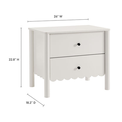 Emmeline Scalloped 2-Drawer Nightstand by Furniture For America