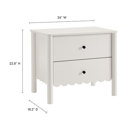 Emmeline Scalloped 2-Drawer Nightstand in White