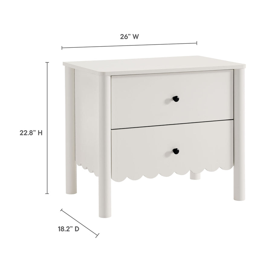 Solstice Scalloped 2-Drawer Nightstand in White