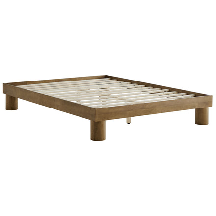 Runa Wood Queen Platform Bed in French Oak