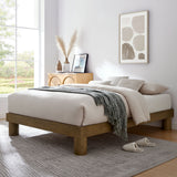 Argyle Wood Queen Platform Bed in French Oak