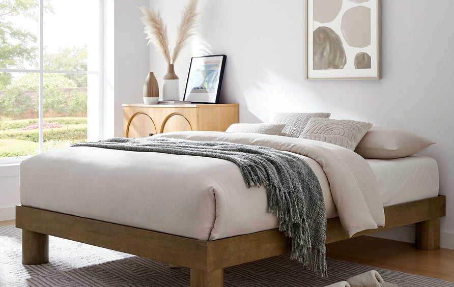 Argyle Wood King Platform Bed in French Oak