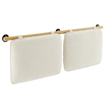 Anela Wall-Mounted Chenille Upholstered Full Headboard in Cream Natural