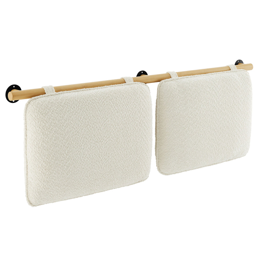 Lodge Wall-Mounted Chenille Upholstered Full Headboard in Cream Natural
