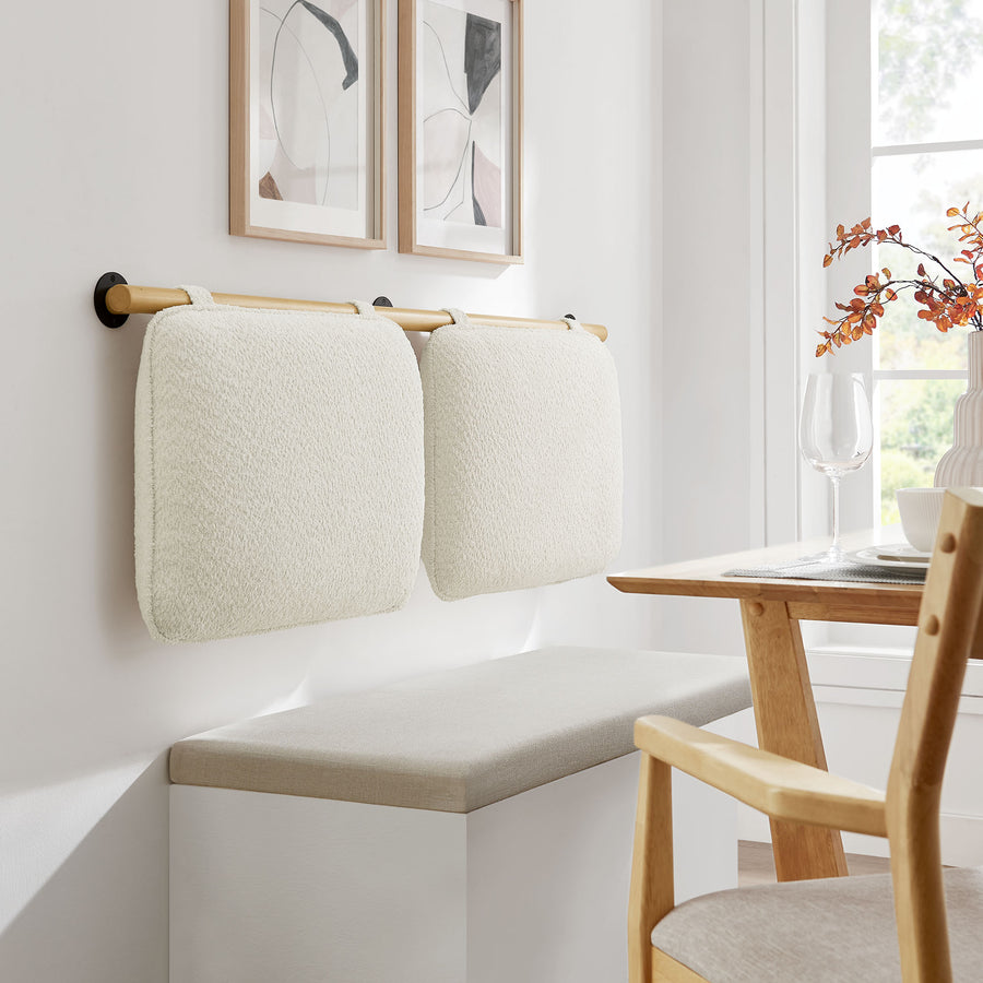 Lodge Wall-Mounted Chenille Upholstered Full Headboard in Cream Natural