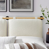 Lodge Wall-Mounted Chenille Upholstered Full Headboard in Cream Natural