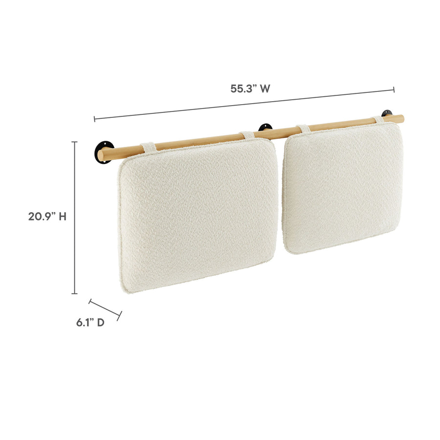 Lodge Wall-Mounted Chenille Upholstered Full Headboard in Cream Natural